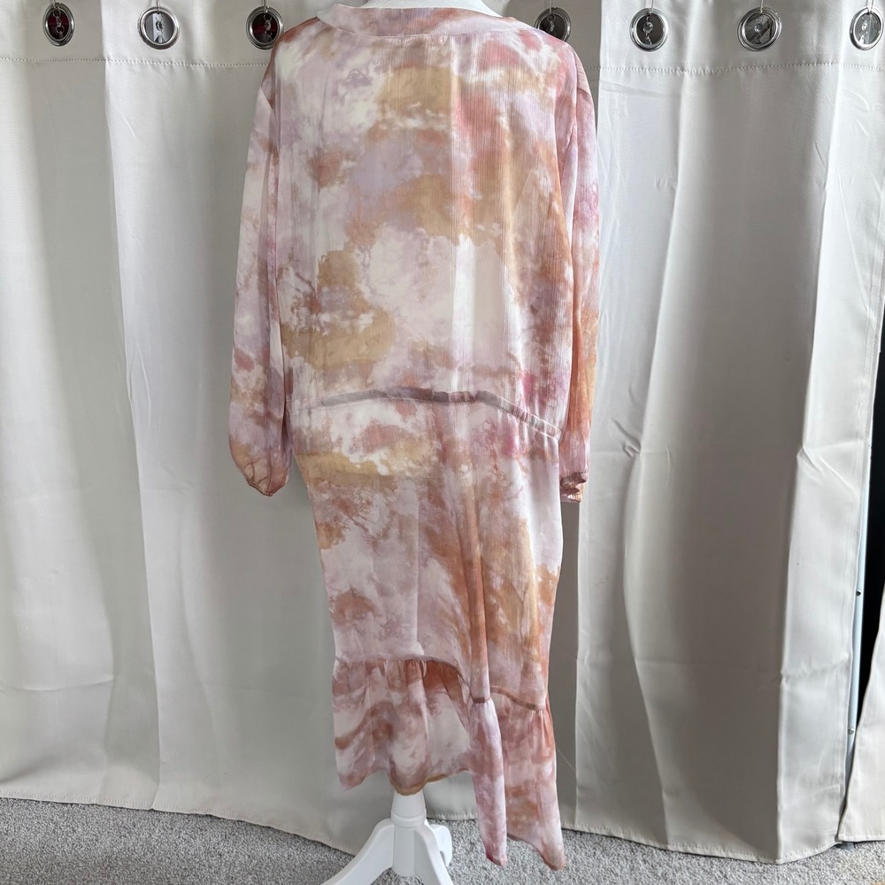 Maurices Womens Kimono Duster XL Tie Dye Sheer Ruffle Hem Hippie Ethereal 21165 - Picture 2 of 11
